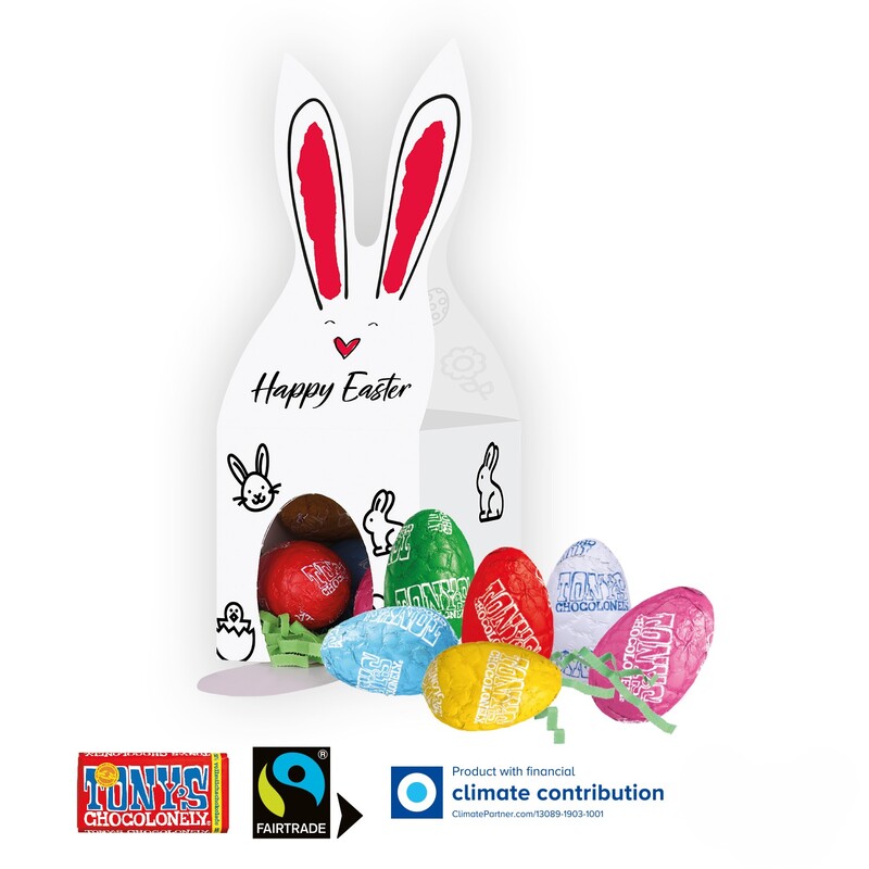 Personalised bunny box with Tony's Chocolonely eggs