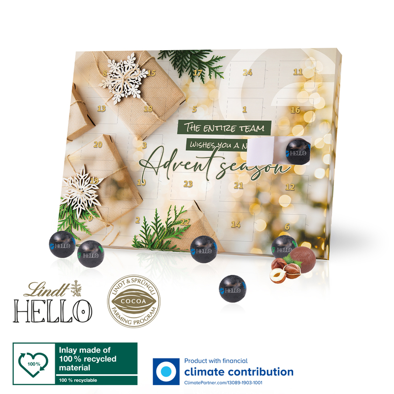 Personalised Lindt Hello Gourmet Mini Ball Desktop Advent Calendar 